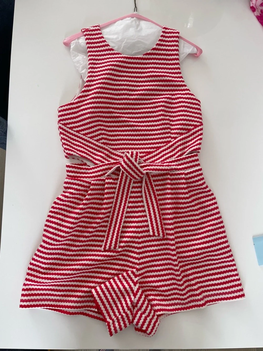 Hutch Red and White Striped Tie-Waist Romper - Picture 1 of 3